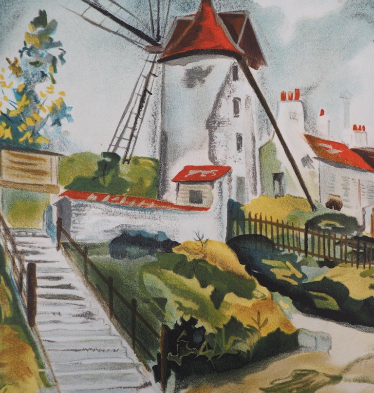 Three Mills in Montmartre - Lithograph - Modern Print by Maurice Utrillo