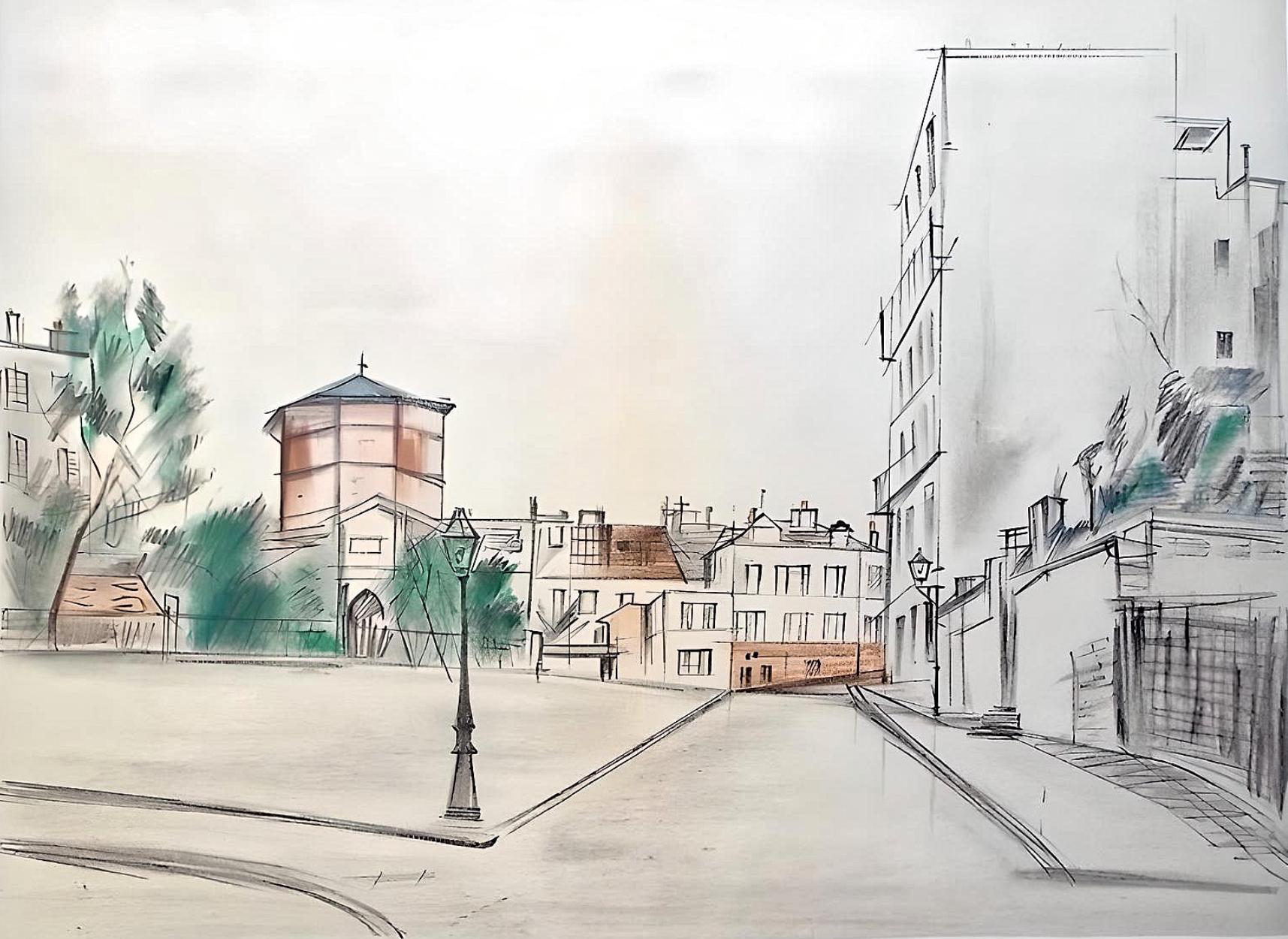 Litografía sobre papel vélin du Marais. Inscripción: sin firmar y sin numerar, tal como se emitió. Buen estado con pliegue central, tal como se publicó. Notas: Del volumen Éloge de Maurice Utrillo, 1956. Publicado por Editions d'Art Manuel Bruker,