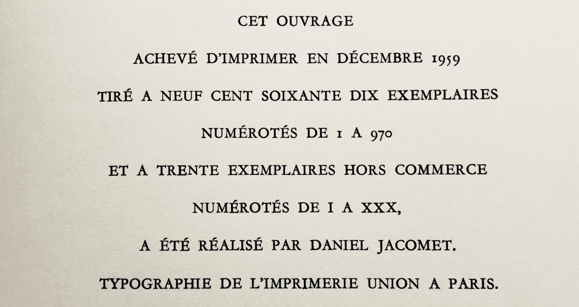 Litografia, stencil su carta intelata. Iscrizione: Non firmato e non numerato. Buone condizioni. Note: Dal volume Douze Contemporains, 1959; pubblicato da Éditions d'Art du Lion, Parigi; reso da Daniel Jacomet, Parigi; stampato da L'Atelier Jacomet,