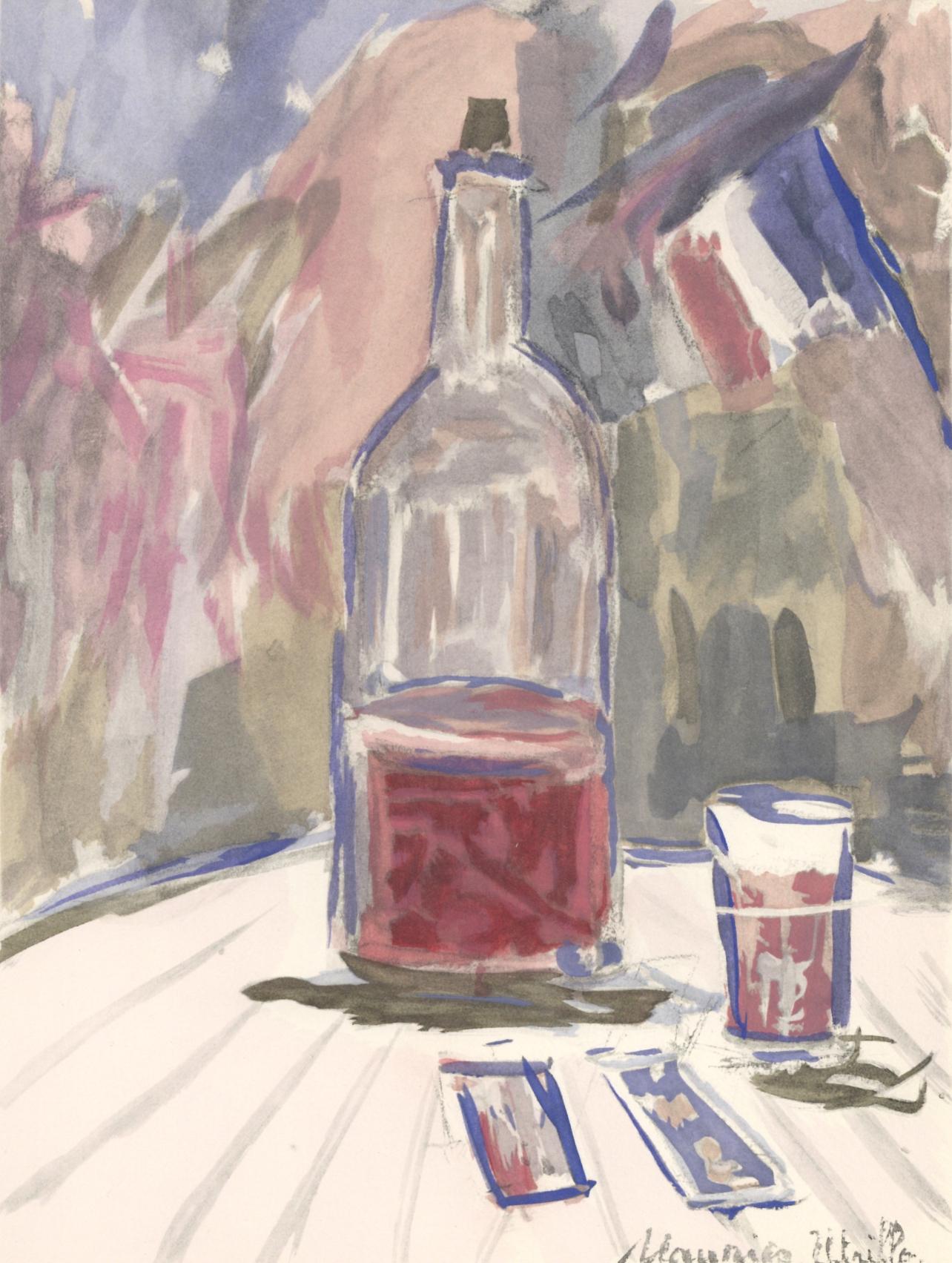 Maurice Utrillo Landscape Print - Utrillo, Vin d'honneur, Fleurs et Flammes (after)
