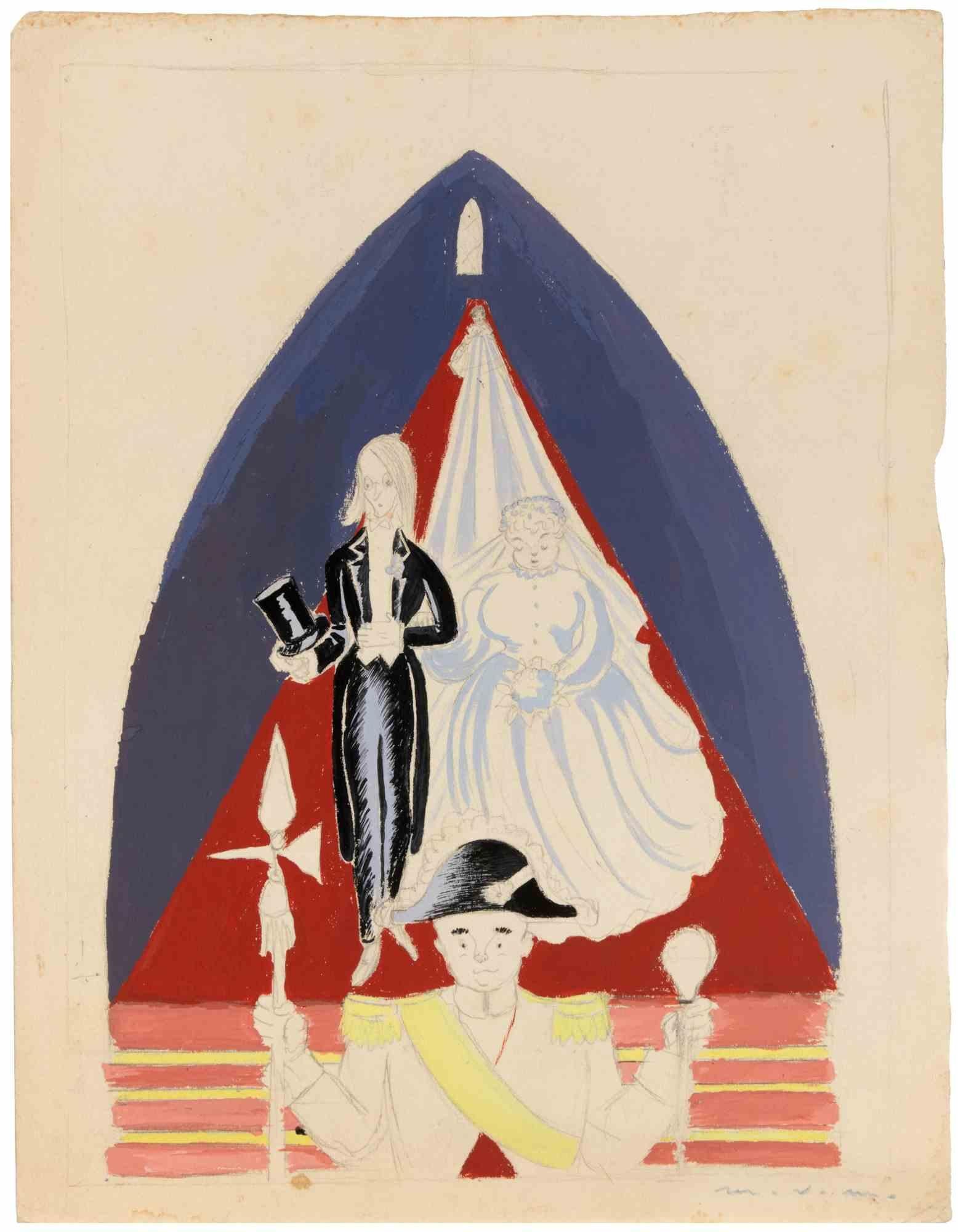 Lo spettacolo - Disegno di Maurice Van Moppes  - 1970s
