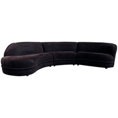 Maurice Villency 3-teiliges Serpentine Cloud Sofa aus schwarzem Samt