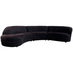 Maurice Villency 3-Piece Serpentine Cloud Sofa in Black Velvet