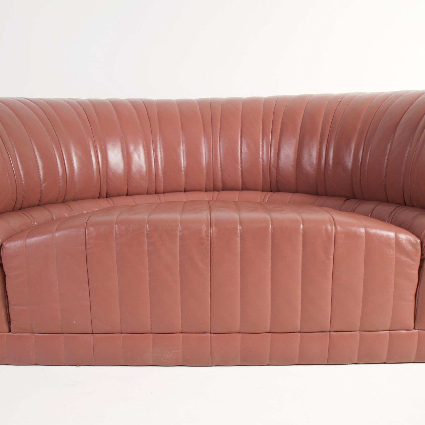 Modern Roche Bobois Leather Crescent Sofa
