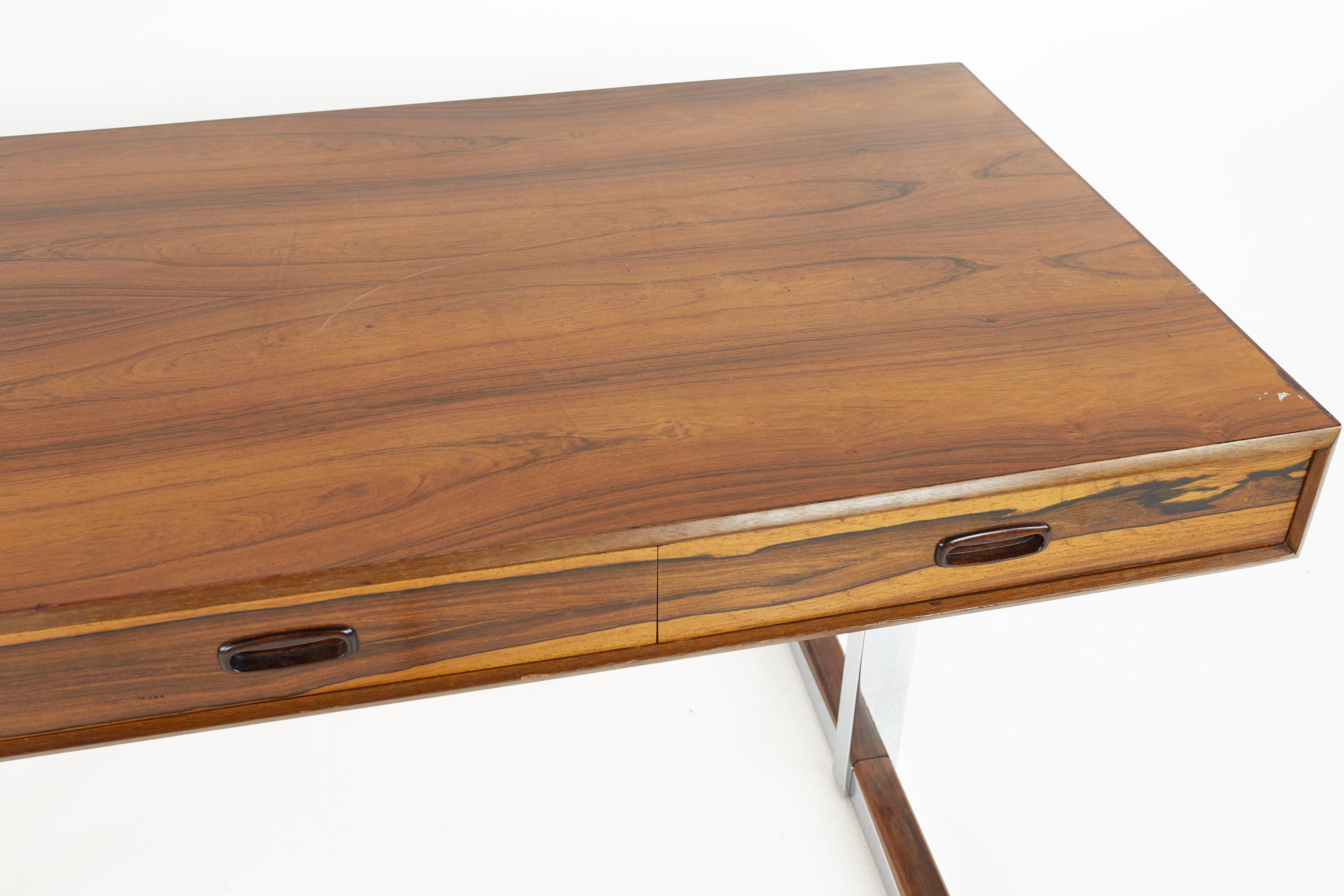 Late 20th Century Maurice Villency Mid Century Chrome and Rosewood Desk