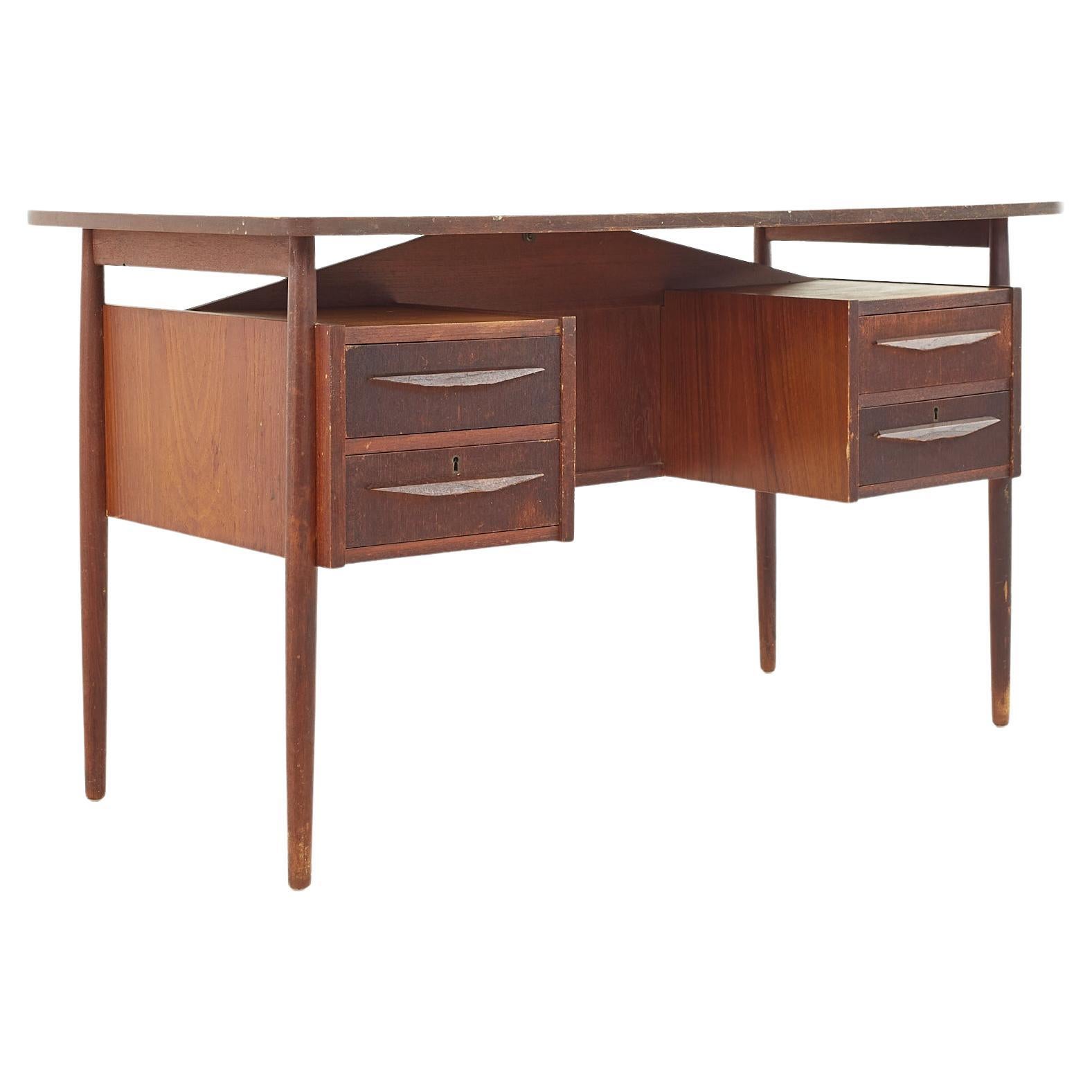 Maurice Villency Mid-Century Floating Teak Executive Desk