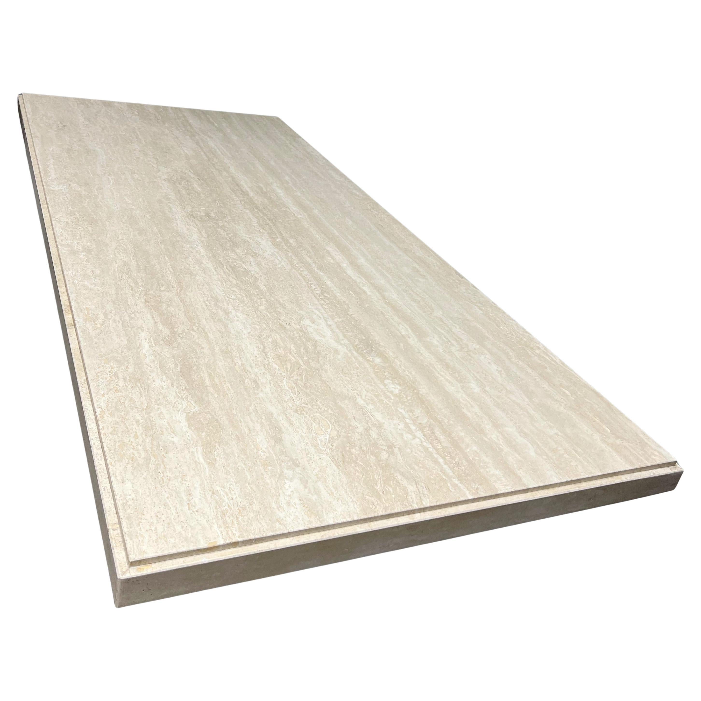 Italian Maurice Villency Monolithic Travertine Rectangular Dining Table For Sale