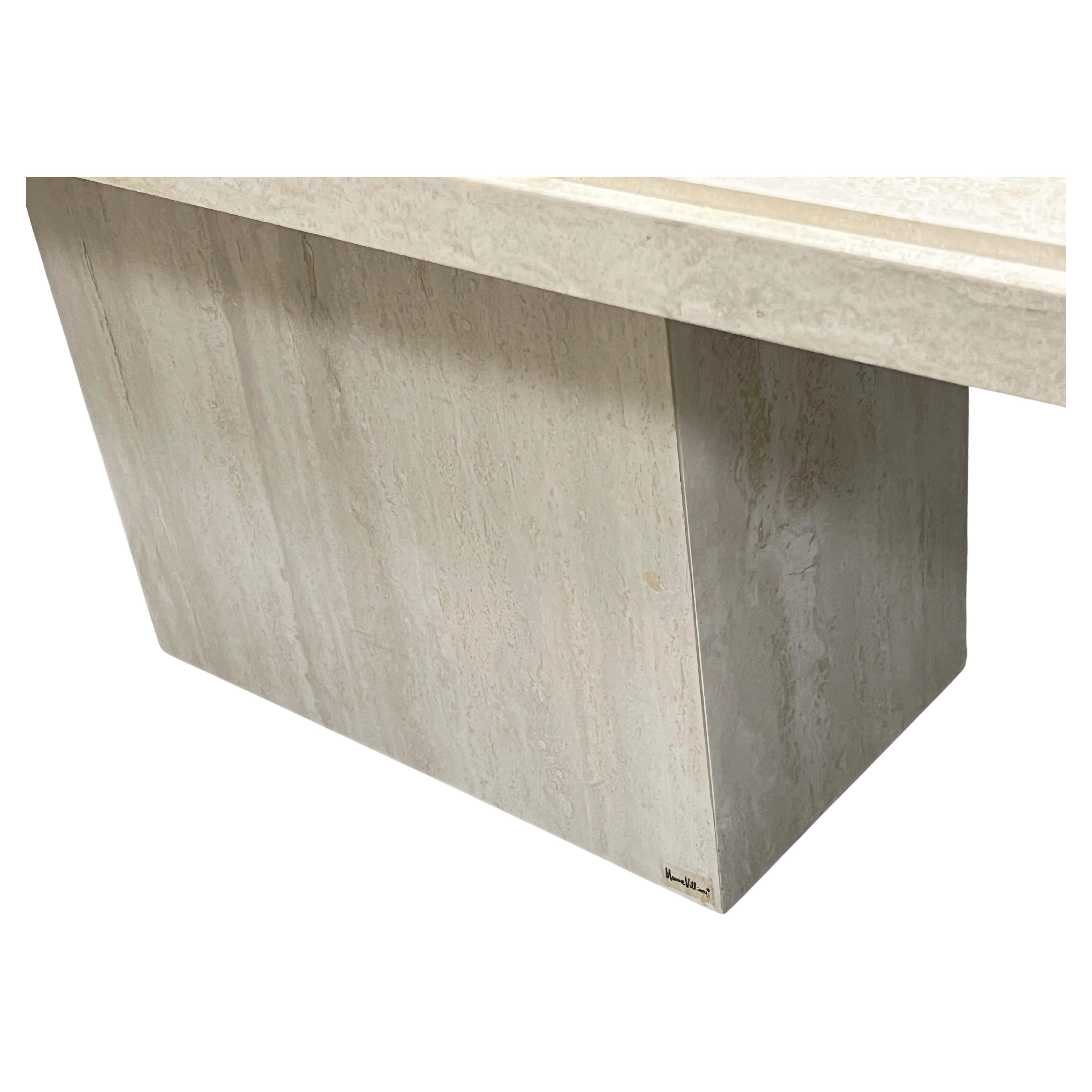Maurice Villency Monolithic Travertine Rectangular Dining Table In Good Condition For Sale In Miami, FL