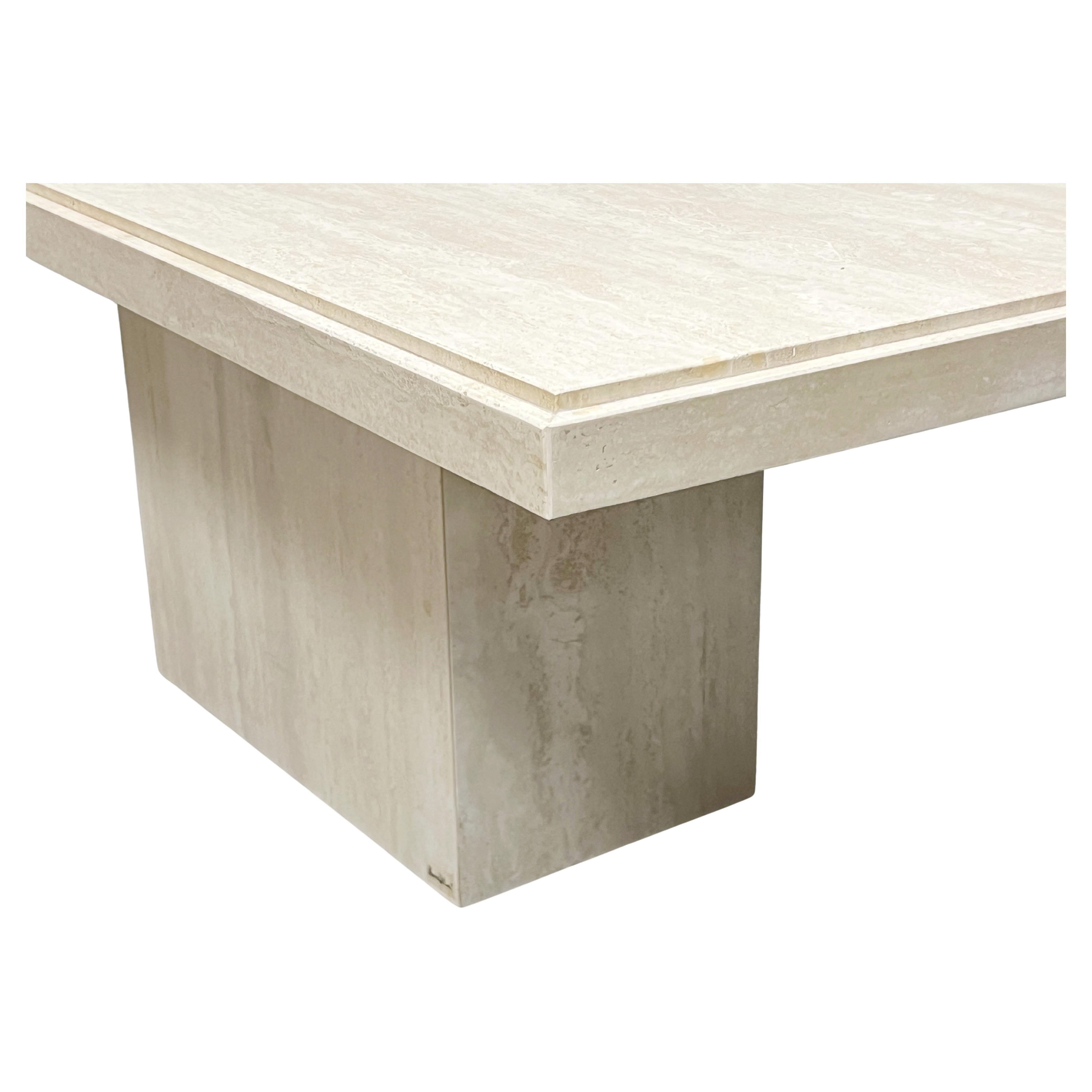 Late 20th Century Maurice Villency Monolithic Travertine Rectangular Dining Table For Sale