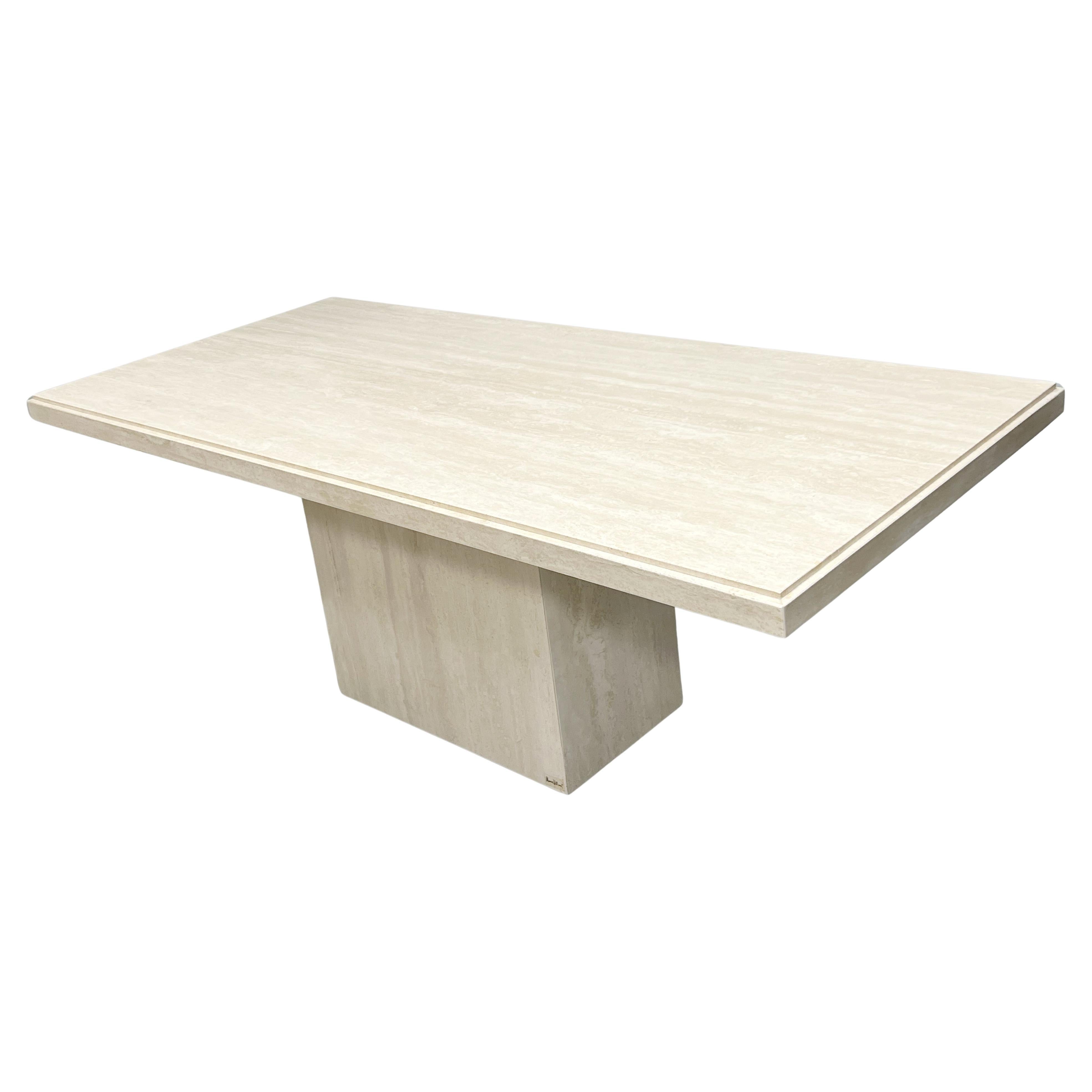 Maurice Villency Monolithic Travertine Rectangular Dining Table For Sale 1