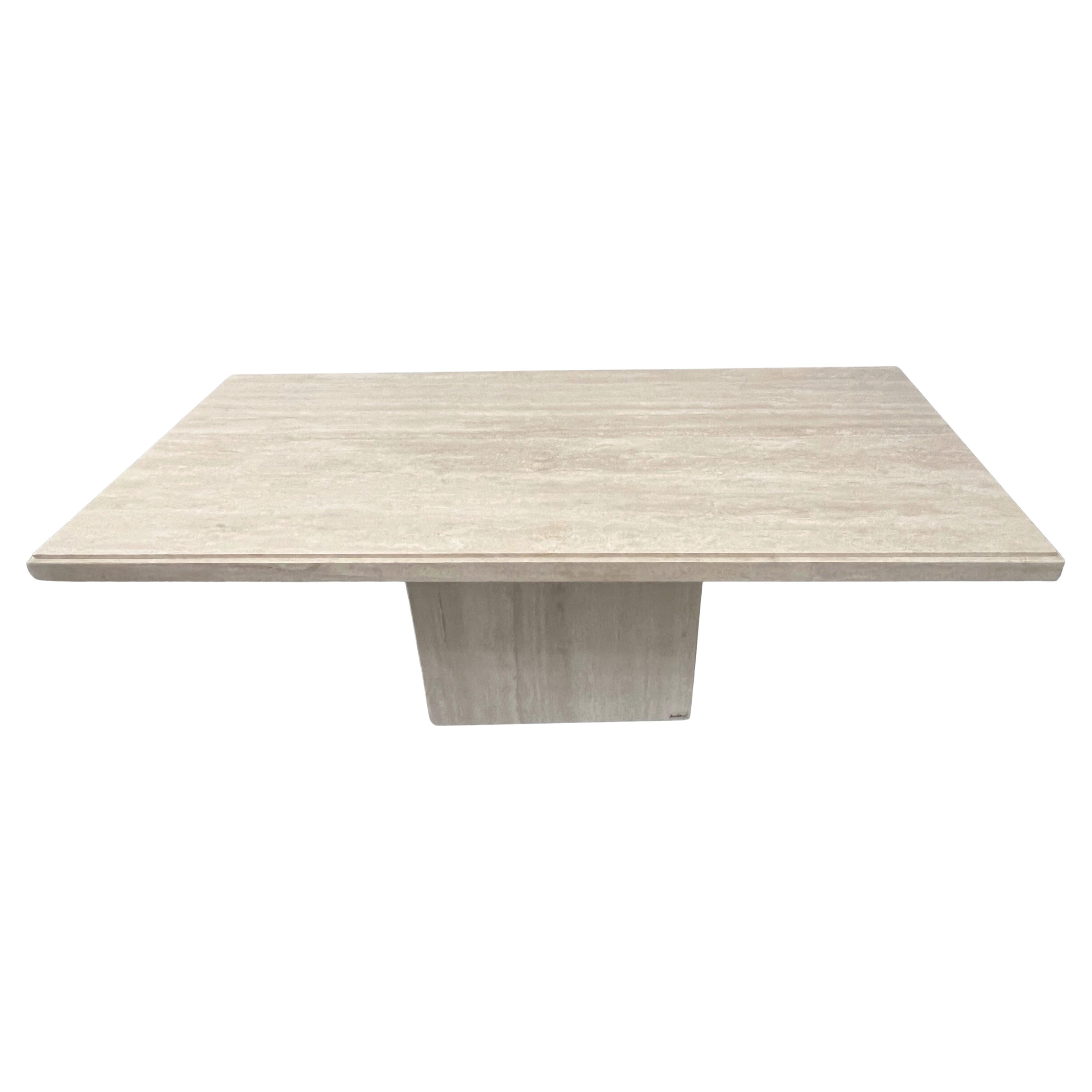 Maurice Villency Monolithic Travertine Rectangular Dining Table For Sale 2
