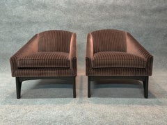 Maurice Villency Pair Upscale Sculptural Lounge Club Chairs Mid-Century Inspired