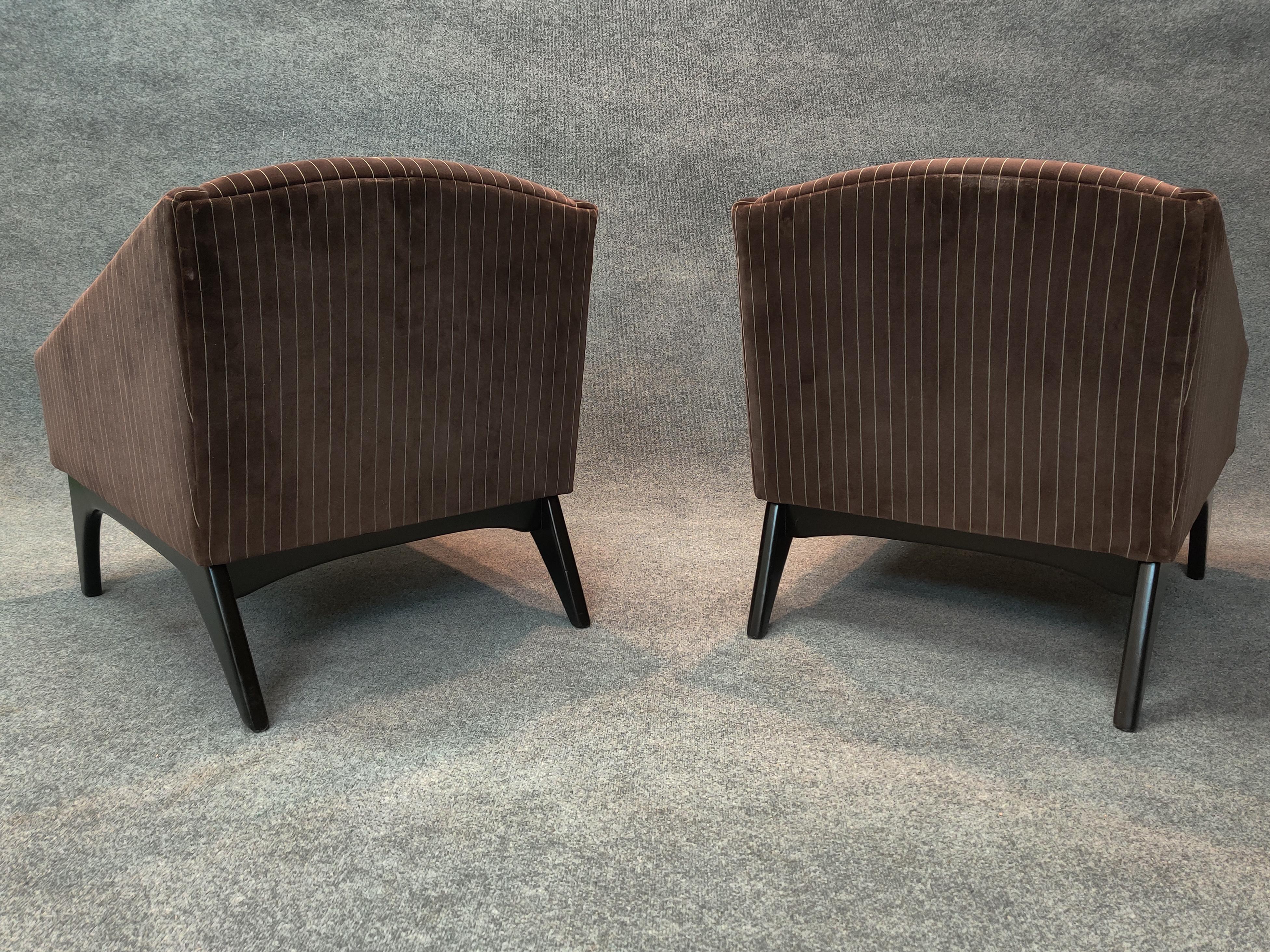 American Maurice Villency Pair Upscale Sculptural Lounge Club Chairs Mid-Century Inspired