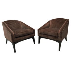 Maurice Villency Pair Upscale Sculptural Lounge Club Chairs Mid-Century Inspired
