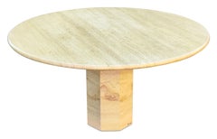 Maurice Villency Round Travertine Dining Table Octagon Base Italy 1970s MCM