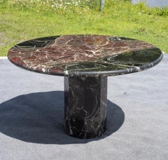 Maurice Villency 50" Round Rosso Levanto Dining Table Octagon Base Italy 1970s