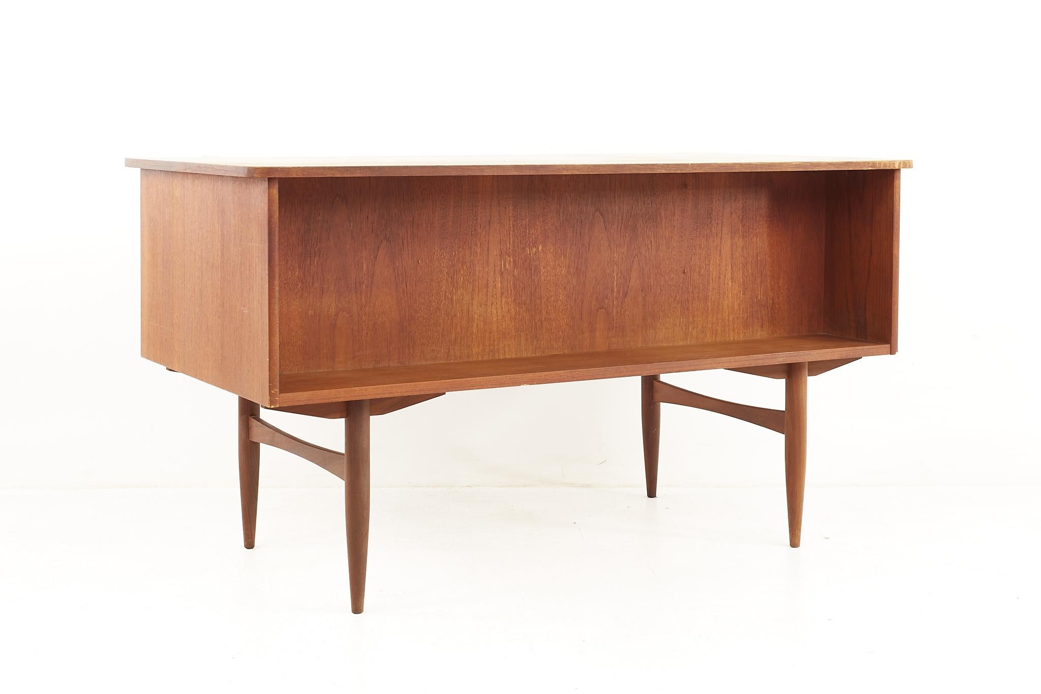 Mid-Century Modern Maurice Villency Style Mid Century Teak Desk with Bookcase Front For Sale