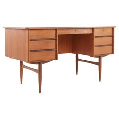 Retro Maurice Villency Style Mid Century Teak Desk with Bookcase Front