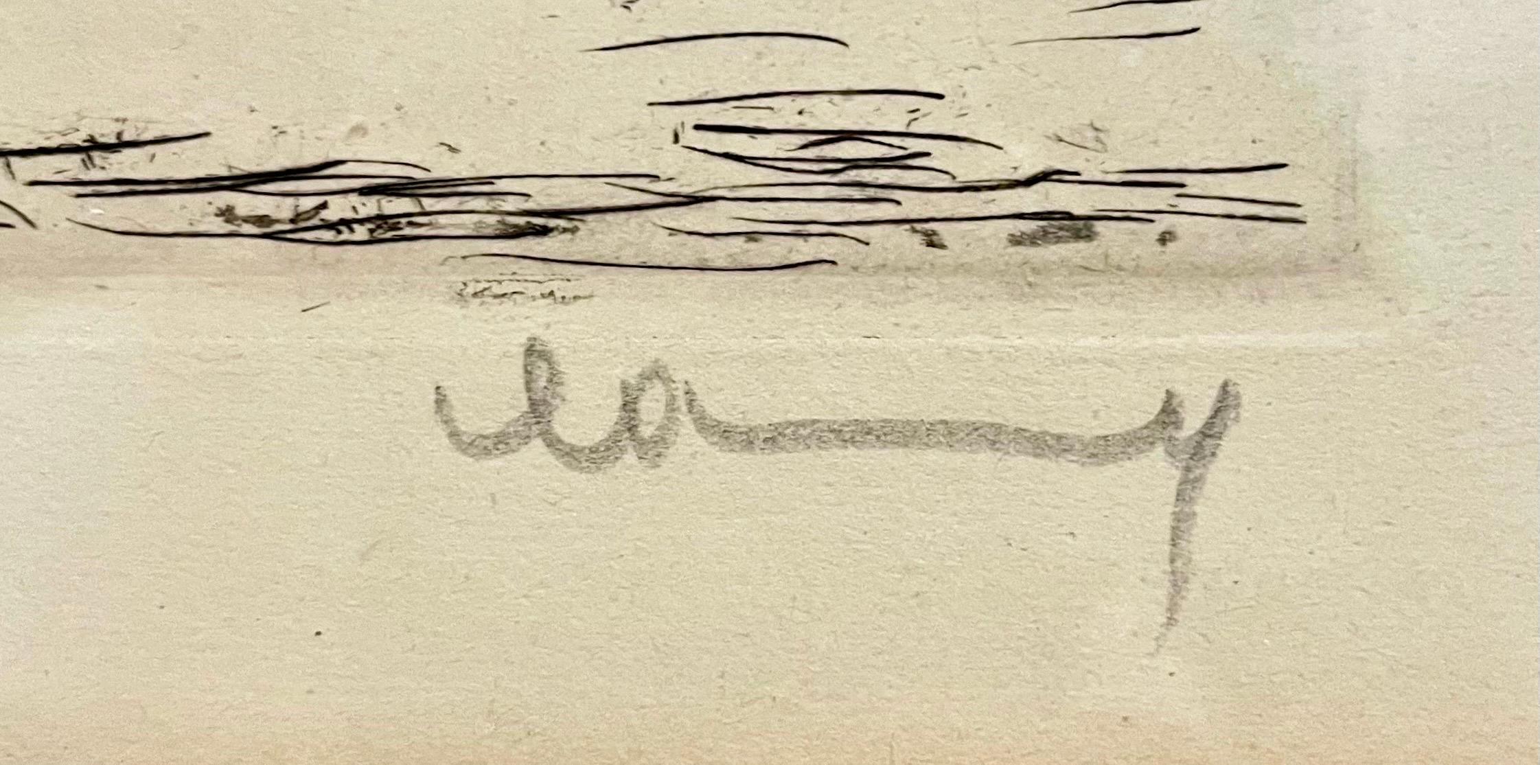 Hand Signed in Pencil Etching Cafe de Paris Visage de Maisons Maurice Vlaminck For Sale 1