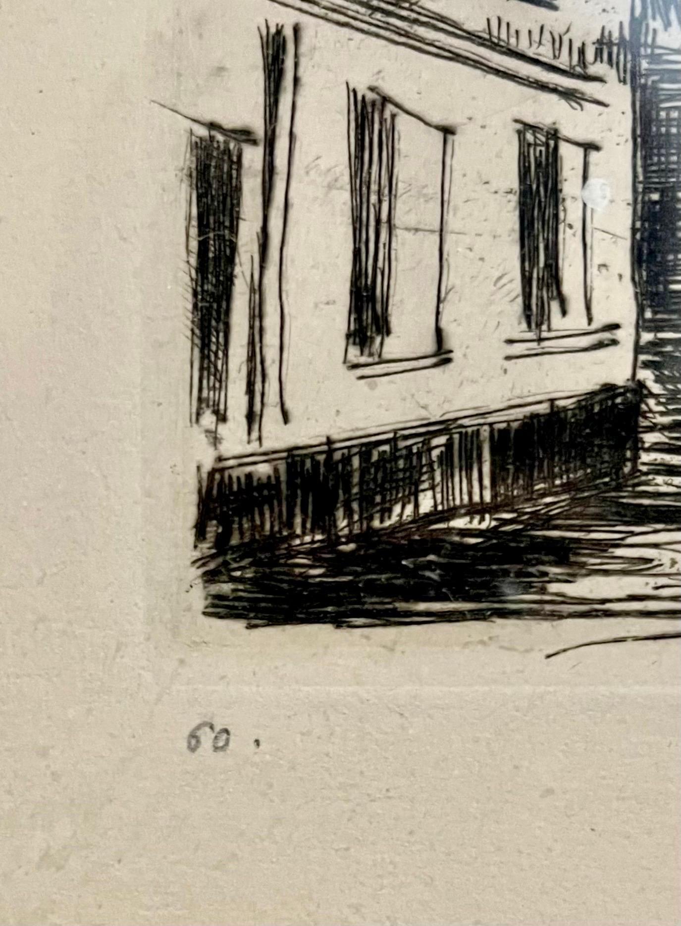 Hand Signed in Pencil Etching Cafe de Paris Visage de Maisons Maurice Vlaminck For Sale 3