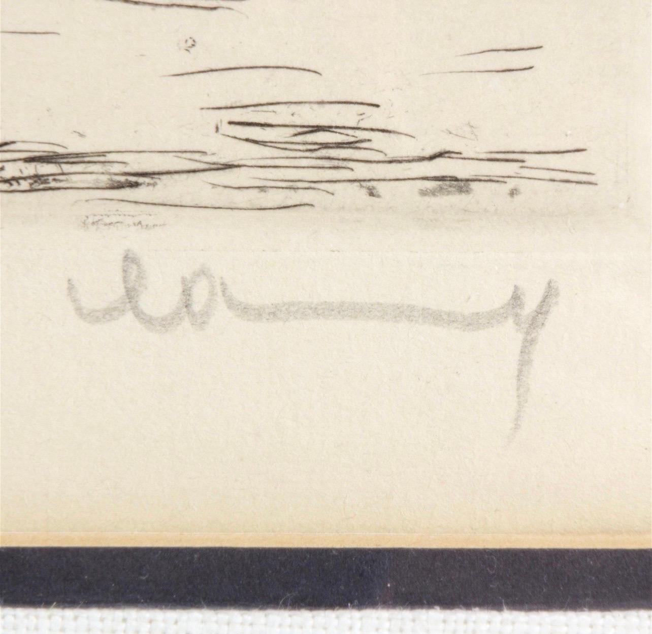 Hand Signed in Pencil Etching Cafe de Paris Visage de Maisons Maurice Vlaminck For Sale 4