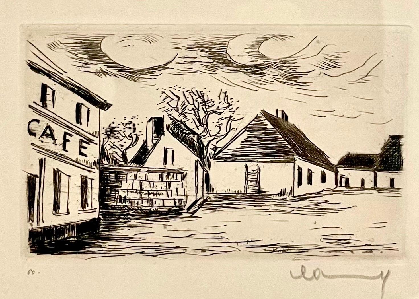 Maurice Vlaminck
Le Cafe de Paris, Pl. X, from Visage des Maisons, c. 1927 (Walterskirchen 132)
Etching on Van Gelder laid paper, signed in pencil, trial proof  with the blindstamp of  Frapier-Galerie des Peintures-Graveurs, Paris, with full