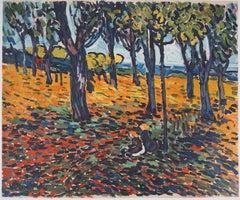 The Chestnut Grove at Chatou  - Lithograph signed, Mourlot