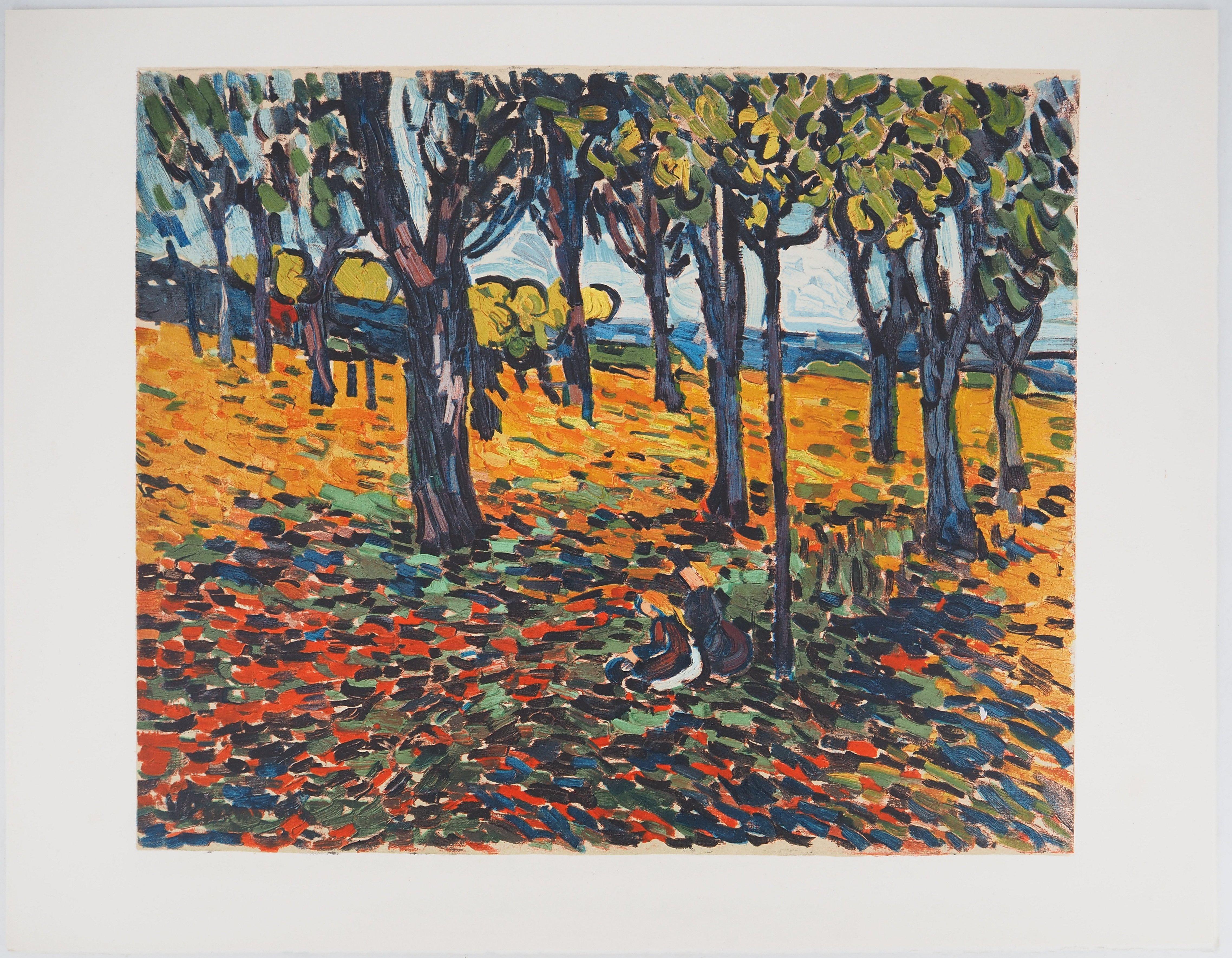 Maurice Vlaminck Landscape Print - The Chestnut Grove at Chatou  - Lithograph signed, Mourlot