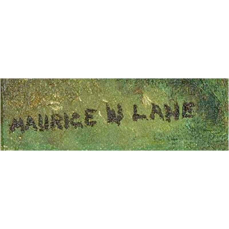 Maurice W. Lane - Huile du milieu du 20e siècle, Cottage By The Lake en vente 3