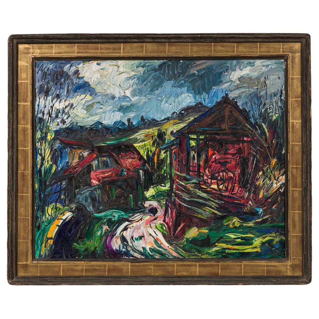 Maurice Wague-Weyman French-Hungarian Framed Landscape, Titled, "Country"