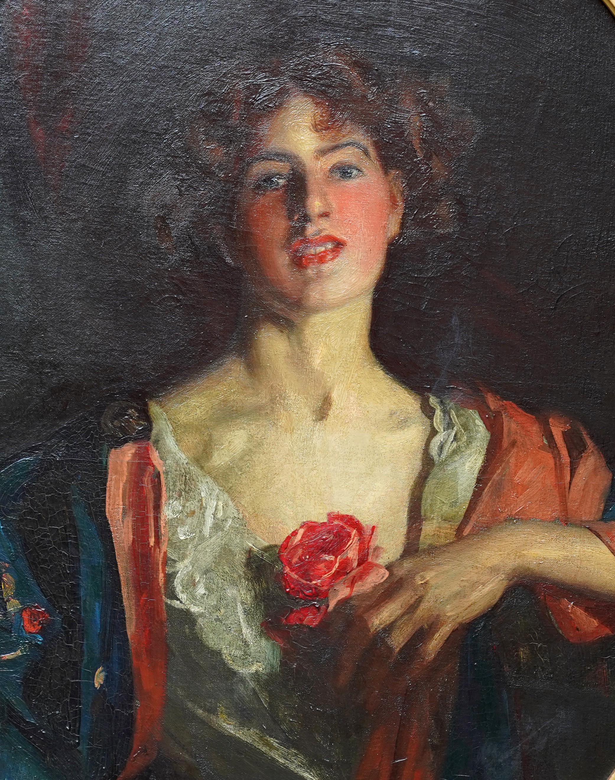 Porträt von Mrs Bury Barry – britisches edwardianisches Ölgemälde im Angebot 7