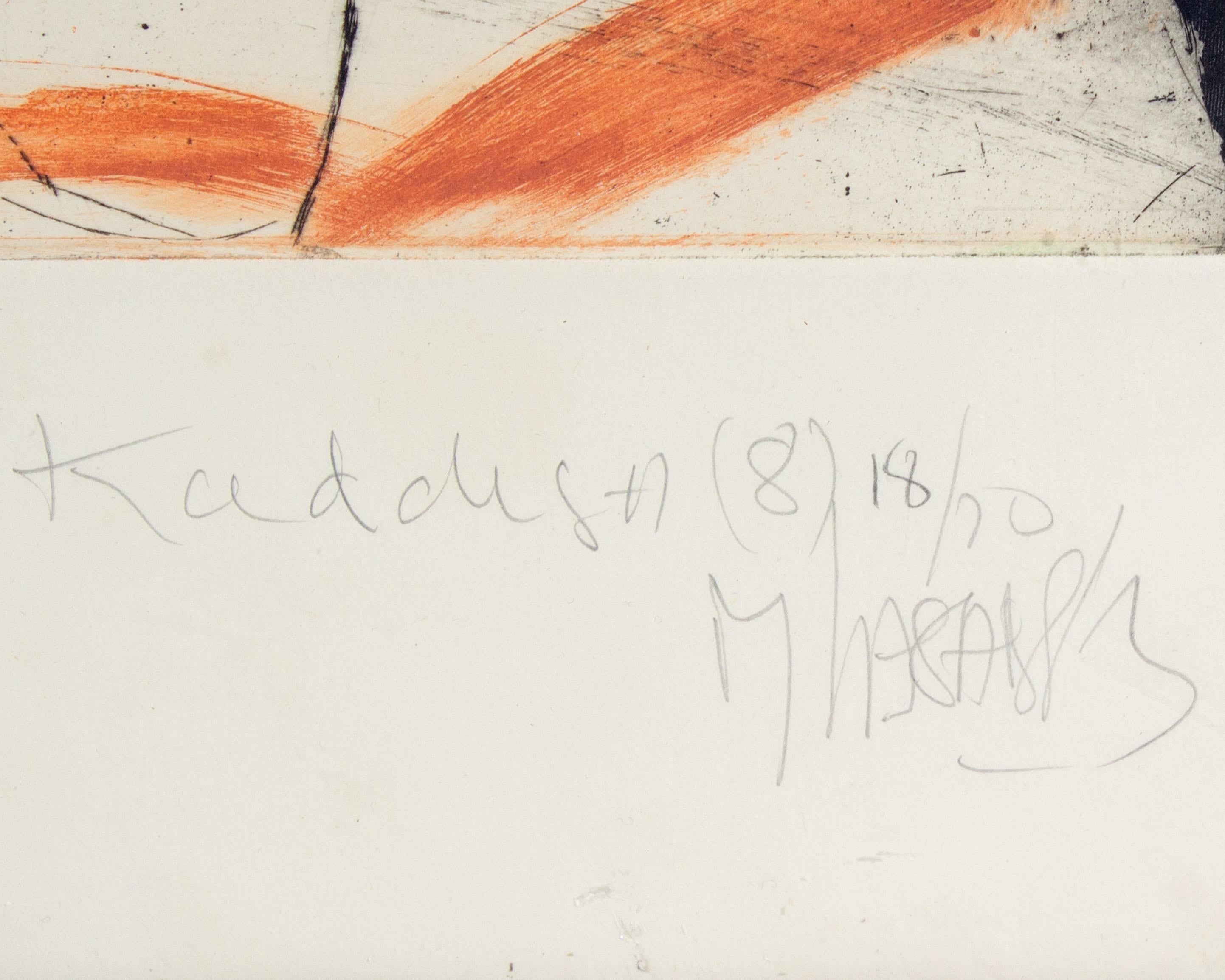 Late 20th Century Mauricio Lasansky Signed 1970s “Kaddish (8)” Abstract Color Etching
