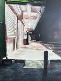 Mauricio Rodriguez Urban Nightlights Street Scene Oil Painting, 1999
