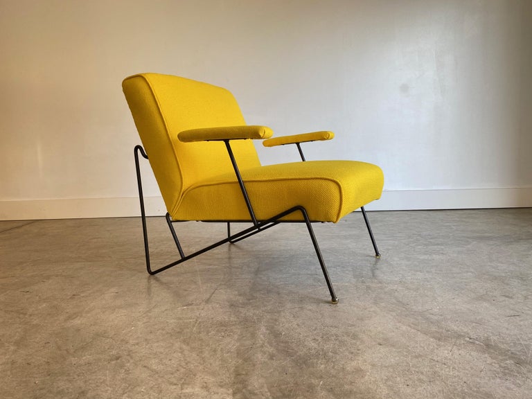 Metal Mauricio Tempestini Salteri Iron Frame Armchair Upholstered in Knoll Upholstery For Sale