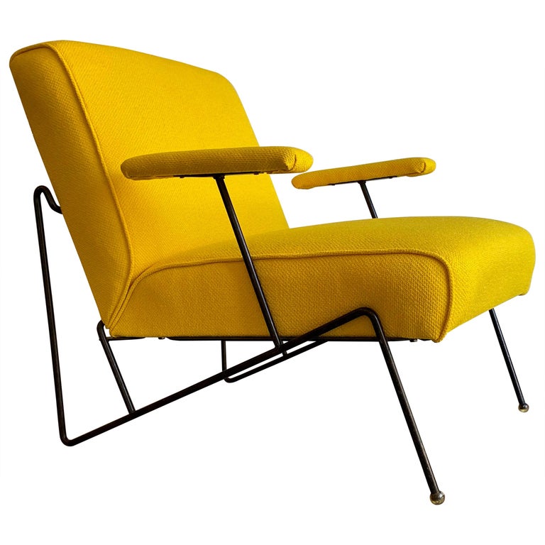 Mauricio Tempestini Salteri Iron Frame Armchair Upholstered in Knoll Upholstery For Sale