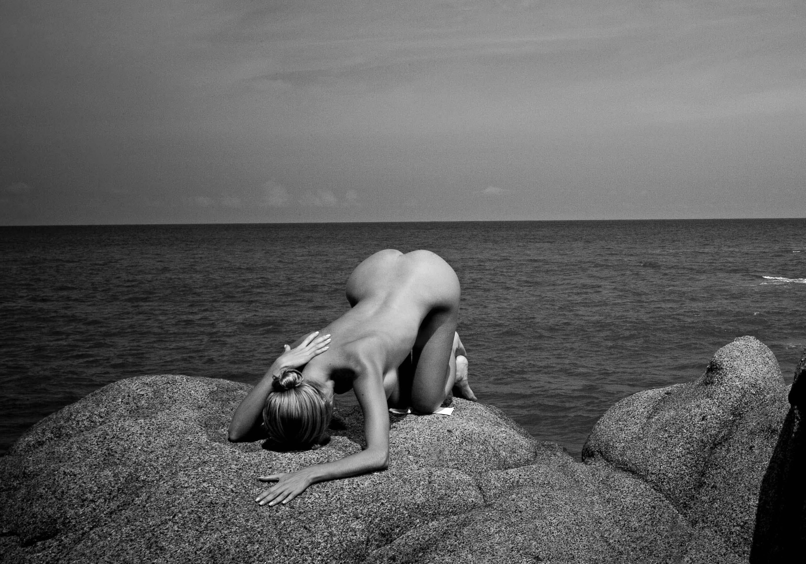 Half Angels Half Demons #13, Nude in a landscape black and white photograph - Photograph by Mauricio Velez