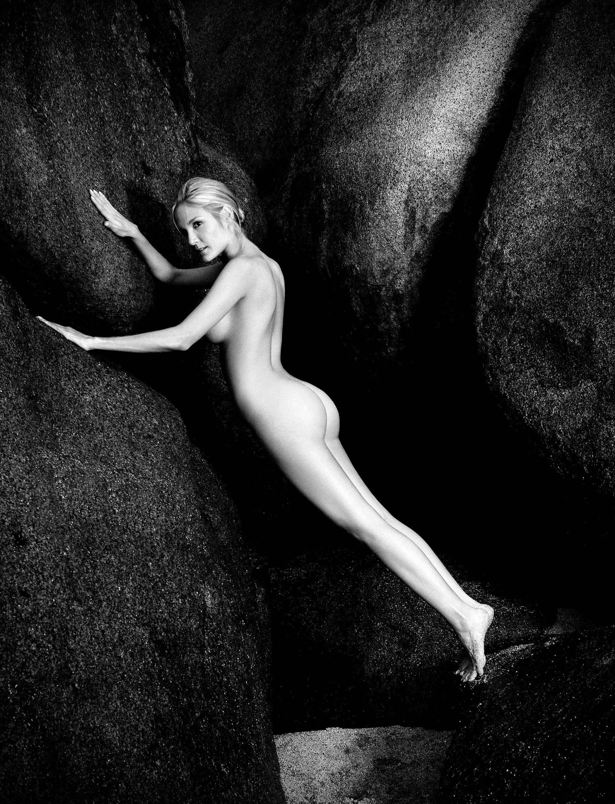 Half Angels Half Demons #17, Nude in a landscape. Black and white photograph