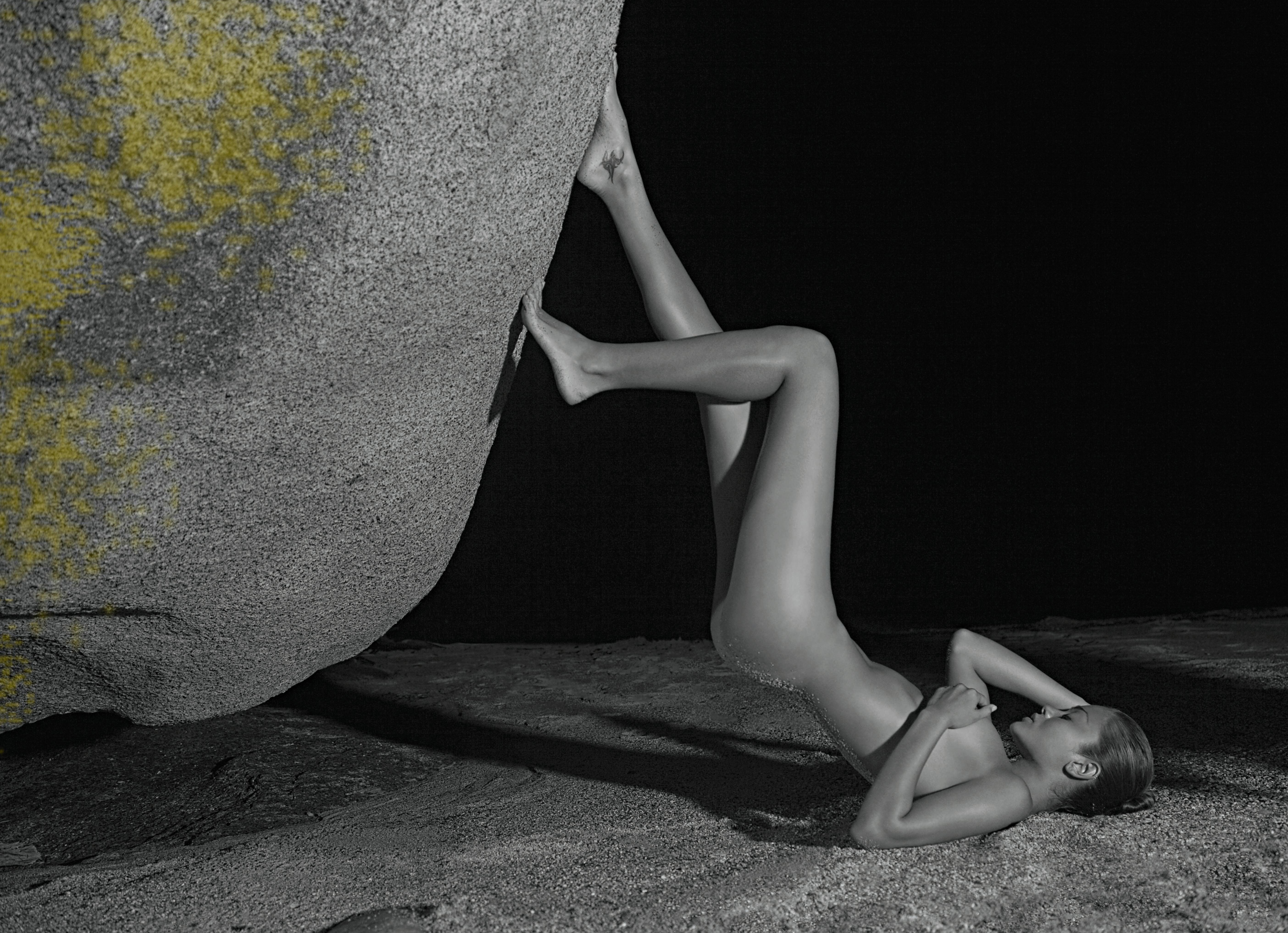 Half Angels Half Demons #18, Nude in a landscape. B&W and color photograph