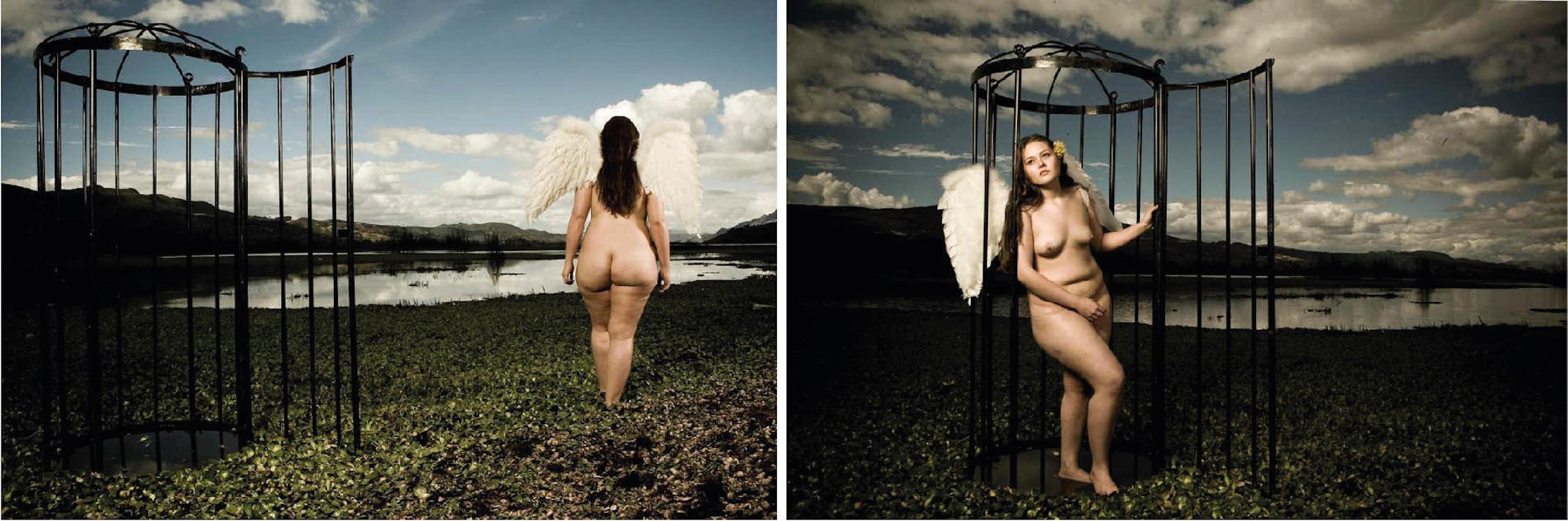 Mauricio Velez Color Photograph - Diptych From 'Beauty and Fantasy' series. Nude and Landscape  Color photograph