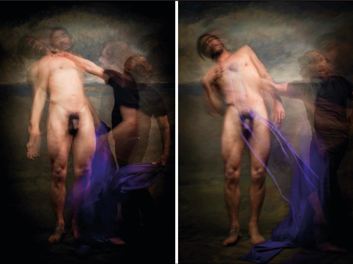 Mauricio Velez Color Photograph - Untitled IV and V, Diptych, From the Half Angels Half Demons series. Male Nude 