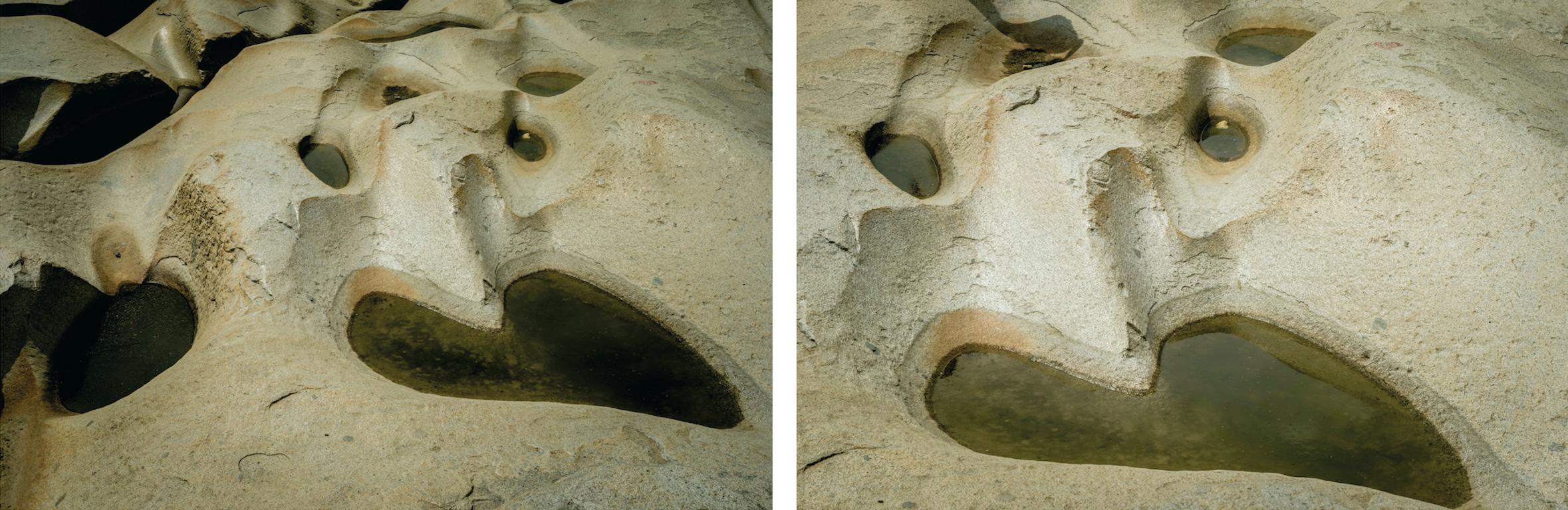 Untitled V and Untitled IV. Abstract rocks landscape color photographs - Brown Color Photograph by Mauricio Velez