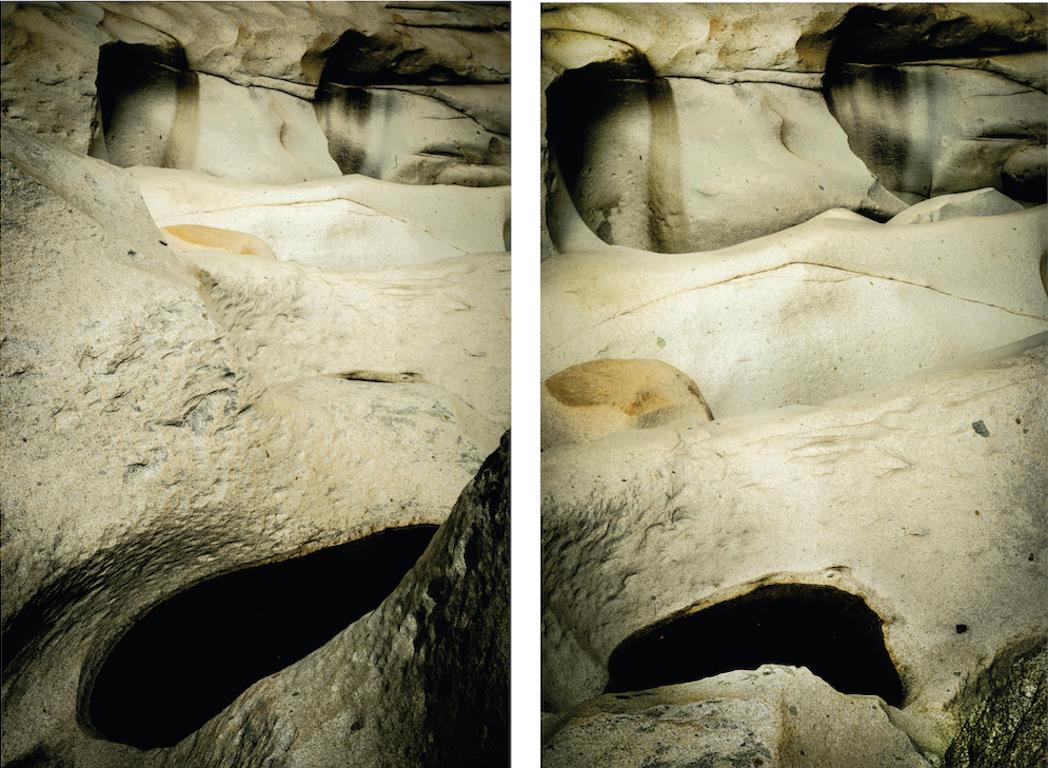 Untitled VIII & Untitled II, Abstract rocks landscape color photograph - Beige Color Photograph by Mauricio Velez