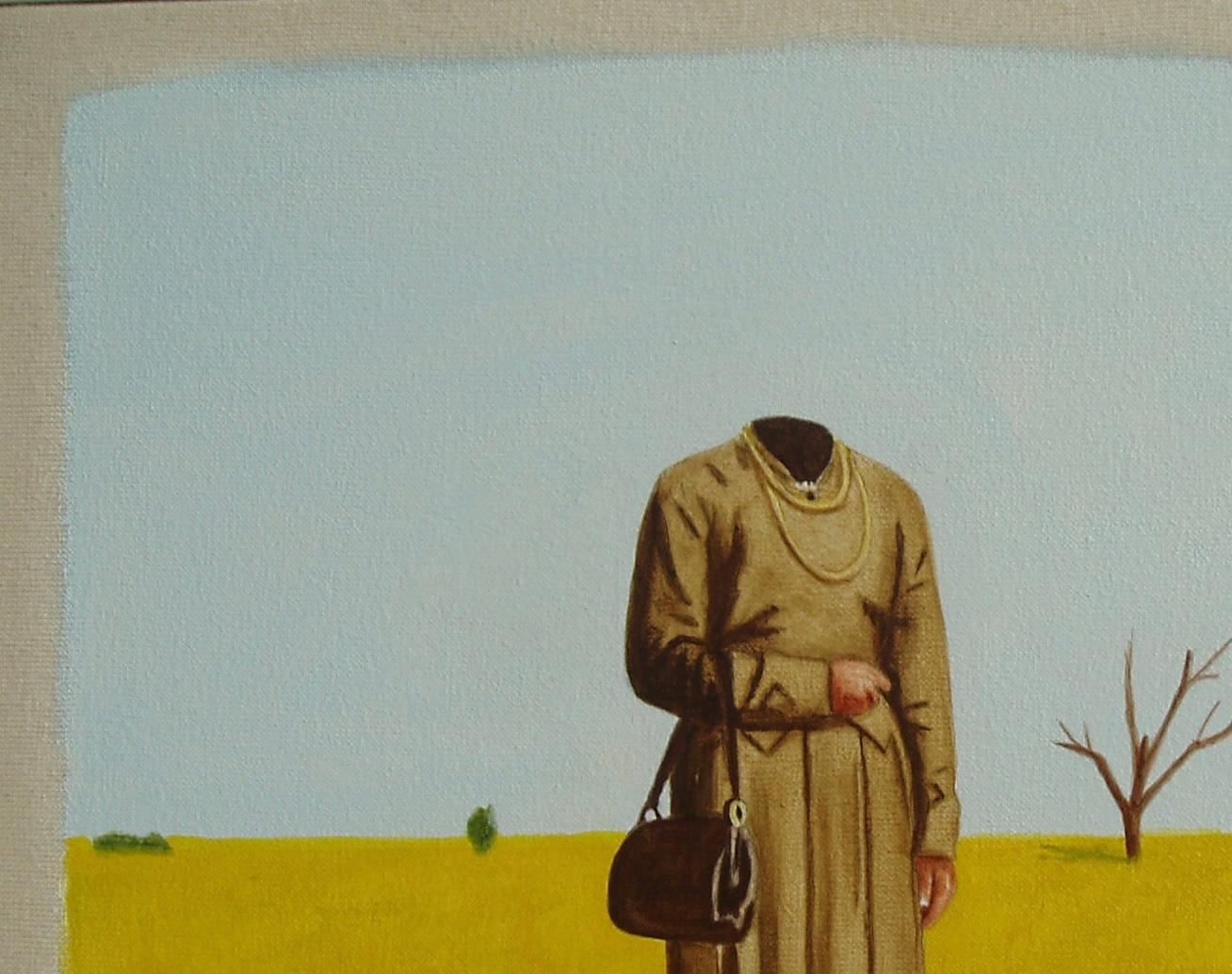 La Tia - pintura figurativa, pintura de paisaje - Painting Surrealista de Mauricio Vergara