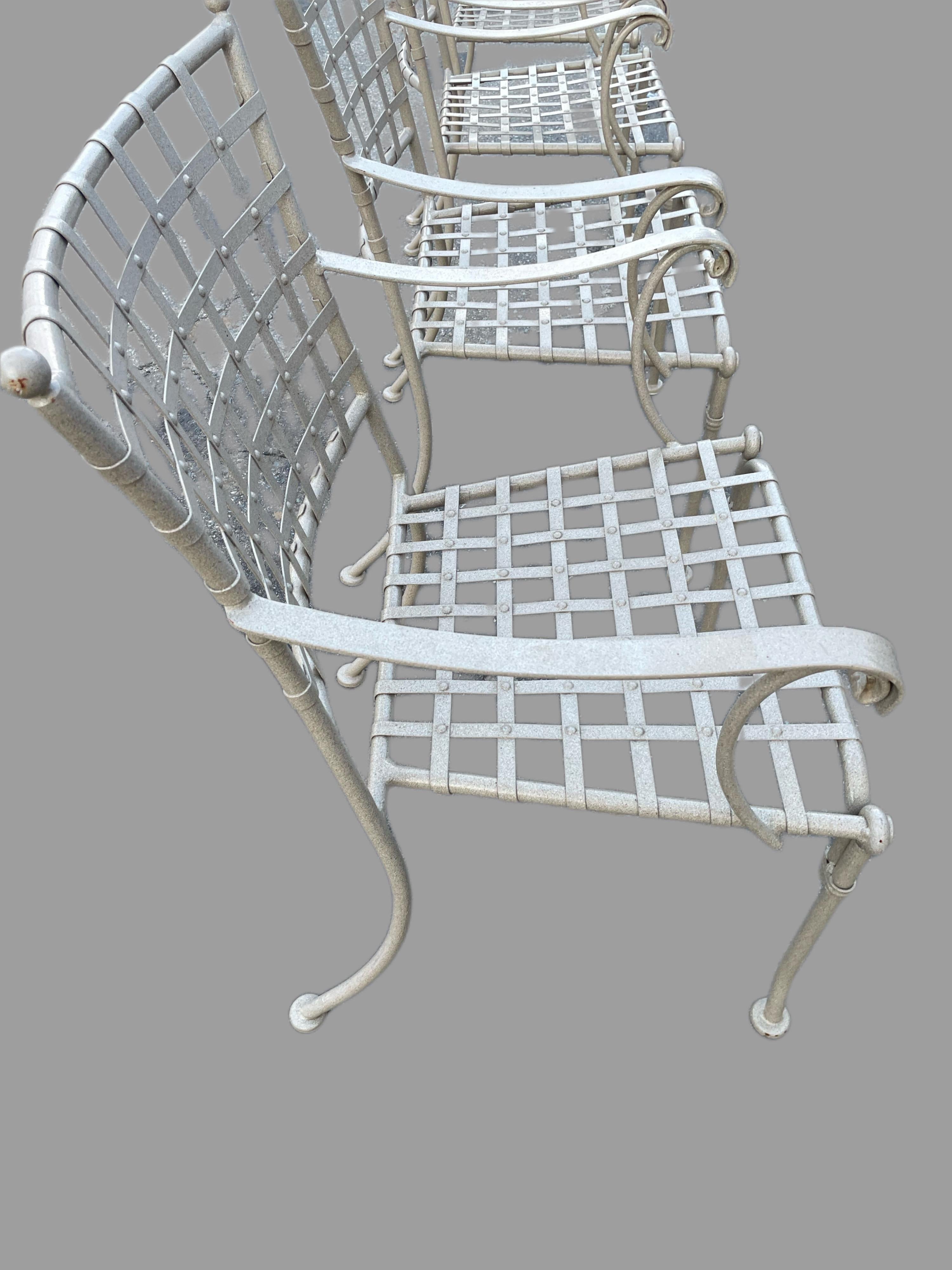 Neoclassical Vintage Wrought Iron Outdoor Patio Chairs Mario Papperzini for Salterini For Sale