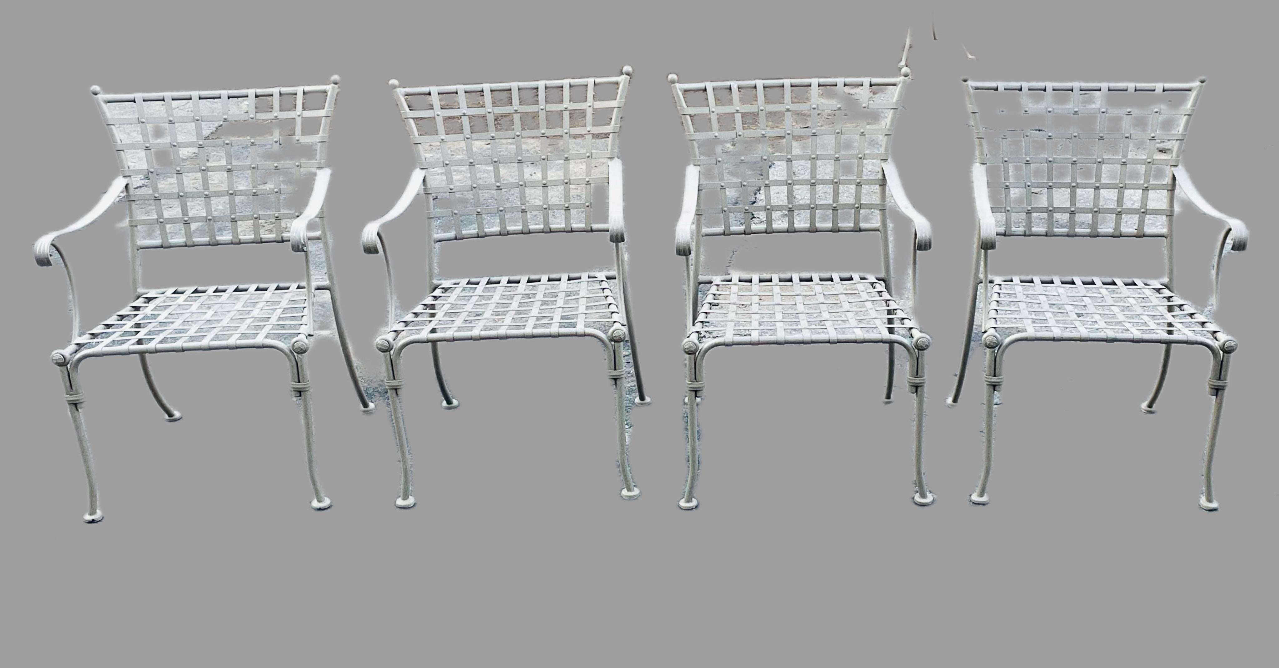 Anodized Vintage Wrought Iron Outdoor Patio Chairs Mario Papperzini for Salterini For Sale