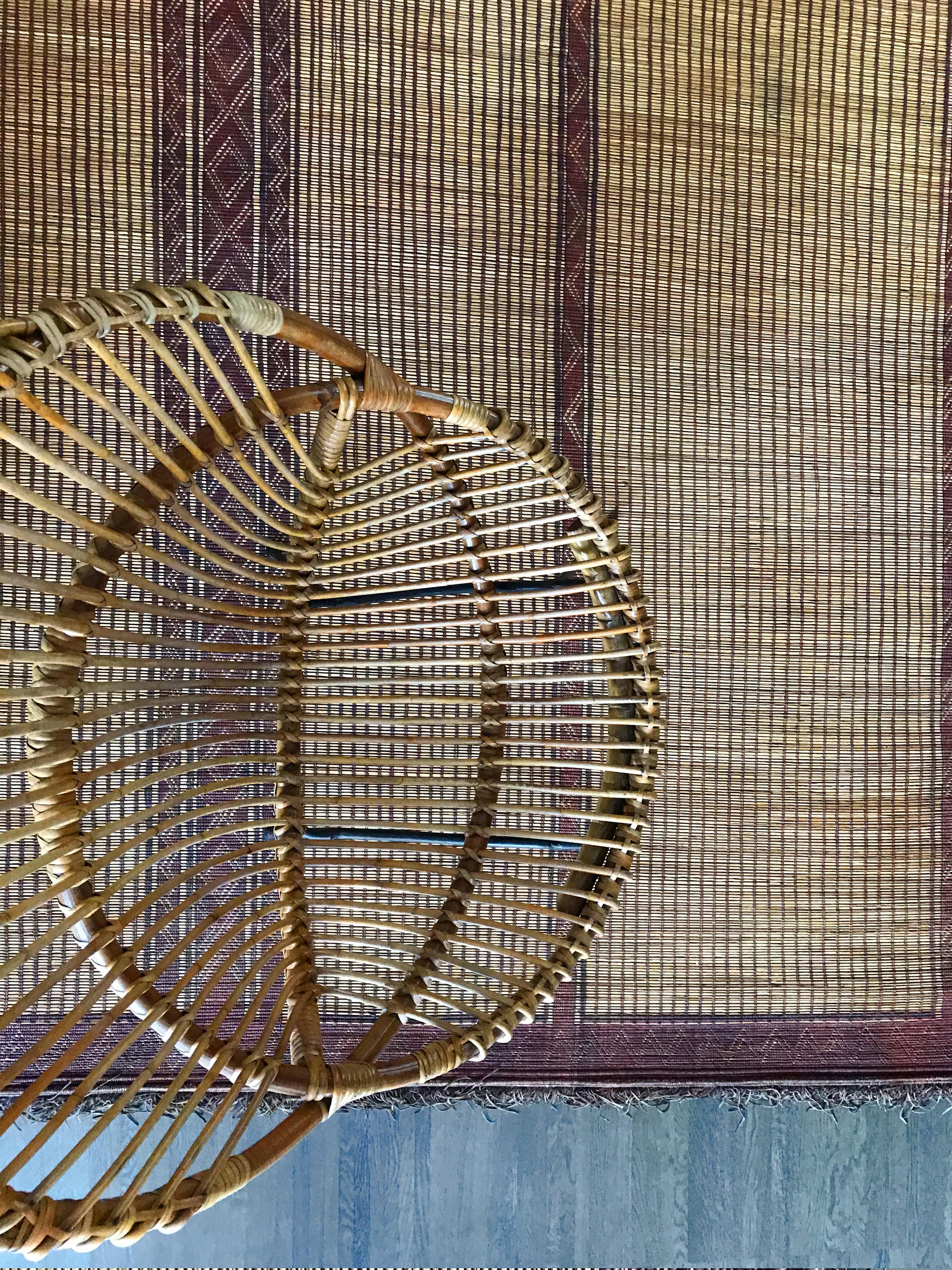 Mauritano Stuoia Mauritania da Sahara in pelle e legno di palma, design moderno di metà secolo in vendita