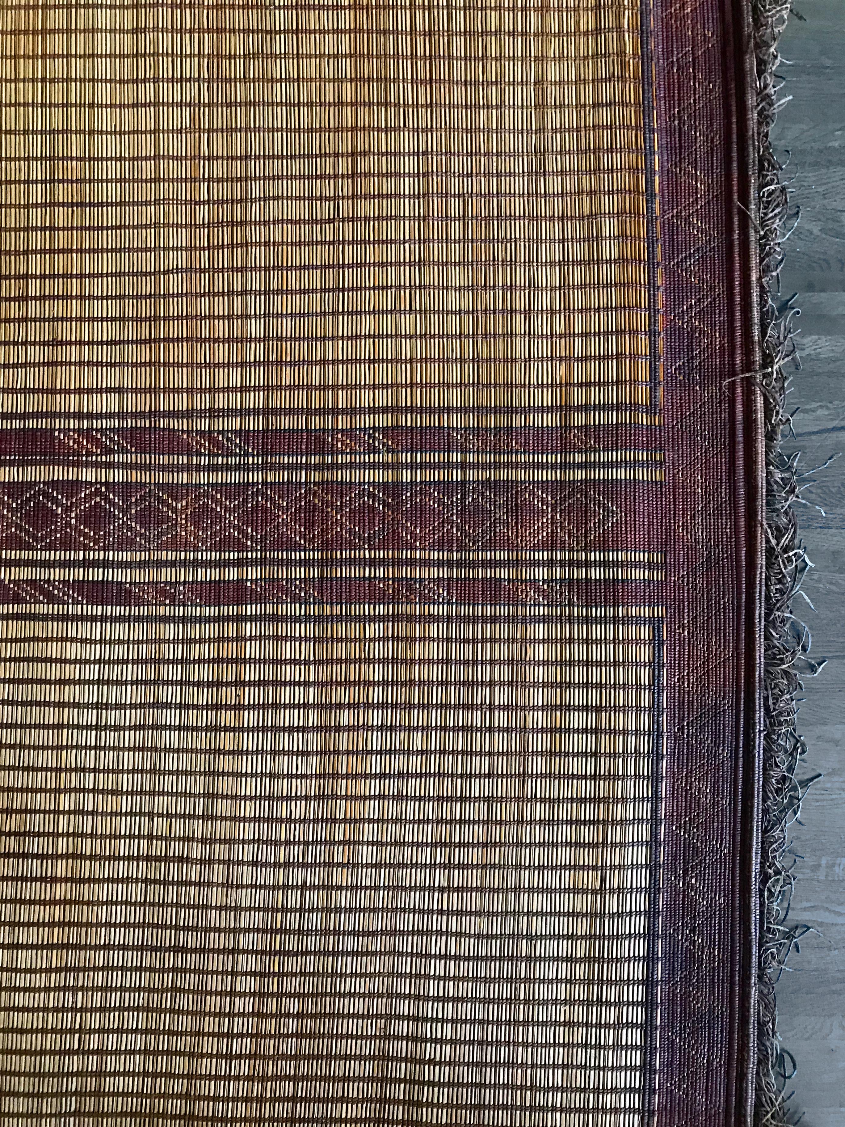 Mauritania Mat from Sahara in Leather and Palm Wood, Mid-Century Modern Design For Sale 1