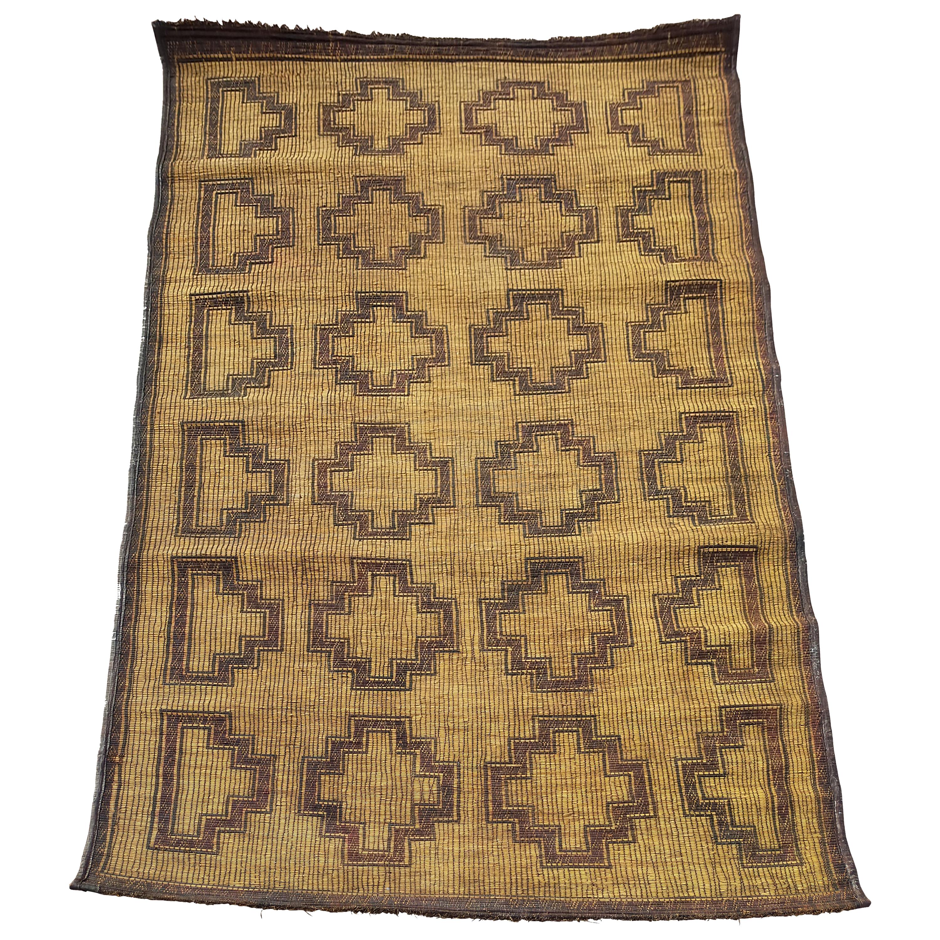Mauritania Mat from Sahara in Palm Wood and Leather, Mid-Century Modern Design