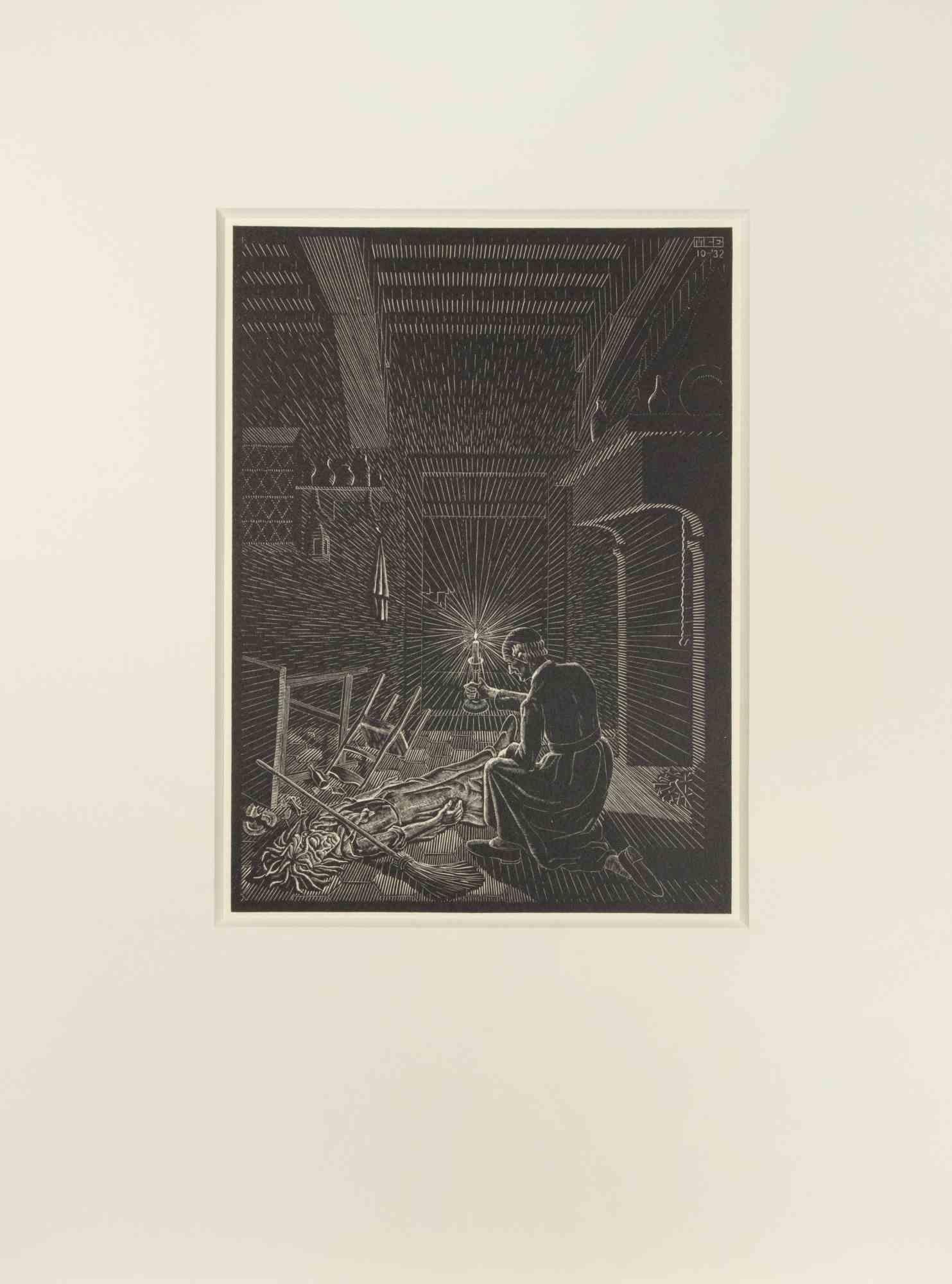 Bad Dream - Woodcut by Maurits Cornelis Escher - 1932 For Sale 1