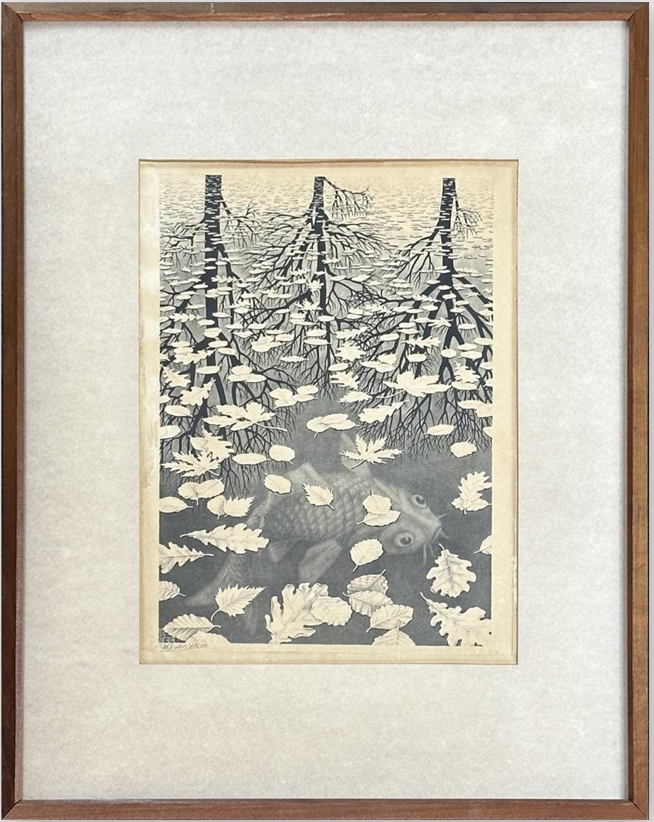 Maurits Cornelis Escher Landscape Print - Drie werelden (Three Worlds)